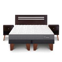 Cama Europea CIC Base Dividida 2 Plazas Anatomic + Respaldo + 2 Veladores Munich