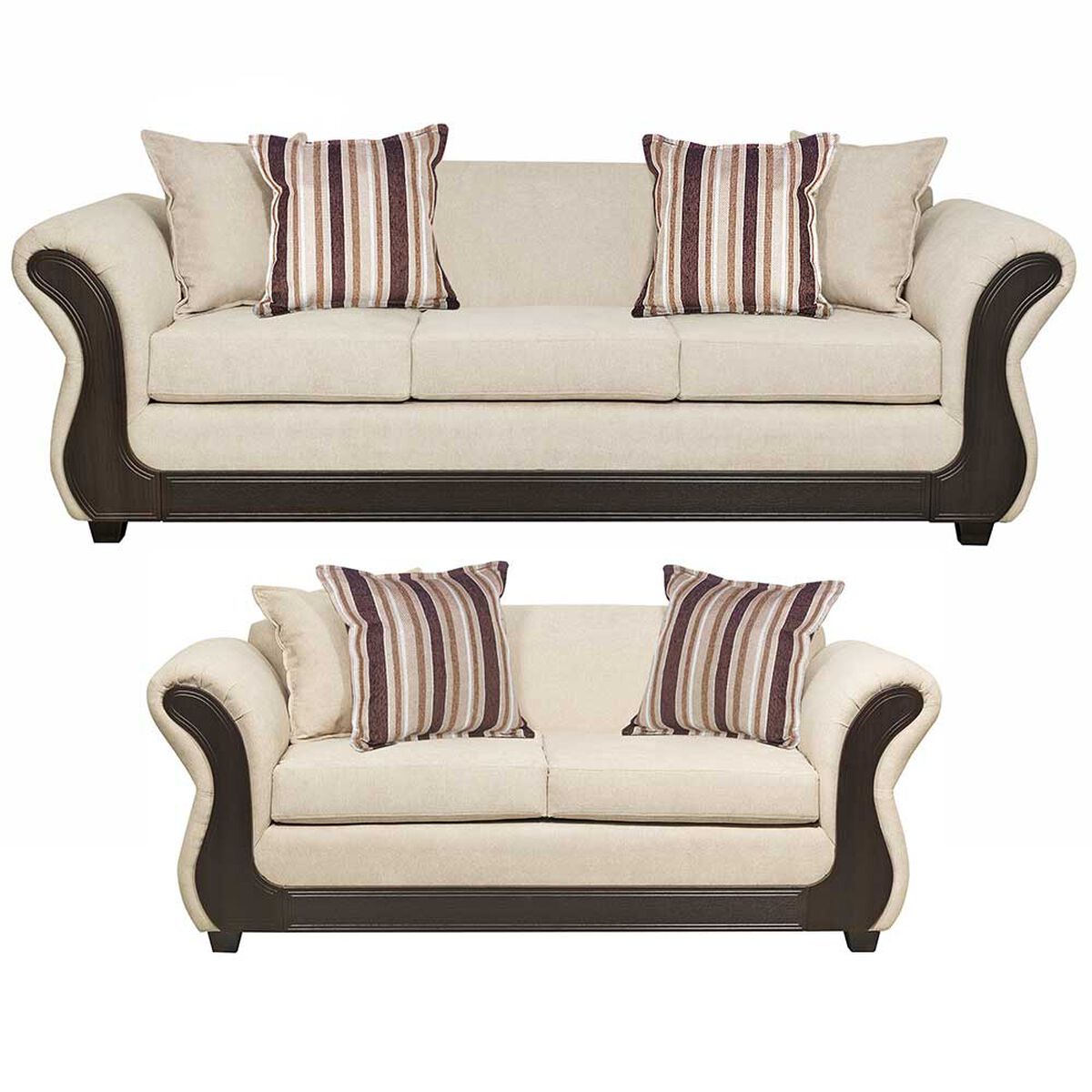 Juego de Living Innovamuebles Palermo Sofá 3 Cuerpos + Sofá 2 Cuerpos Beige