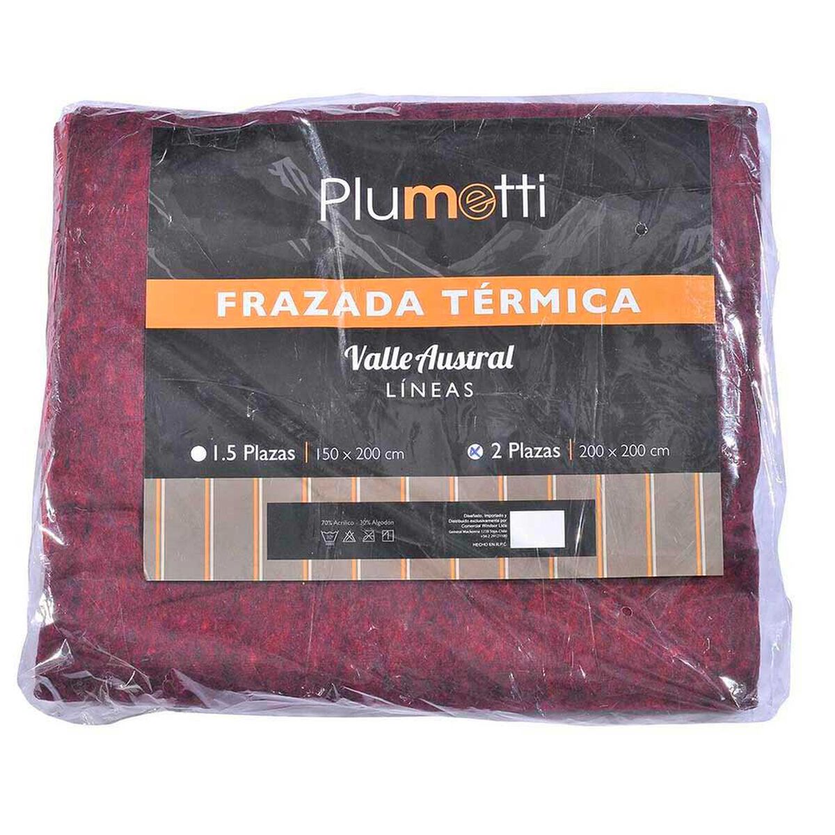 Frazada Poli&eacute;ster Plumetti 1,5 Plazas Lineas Rojo