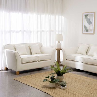 Imagen 1 del producto Juego de Living Almore Turin Tela Sofá 3 Cuerpos + Sofá 2 Cuerpos Crudo