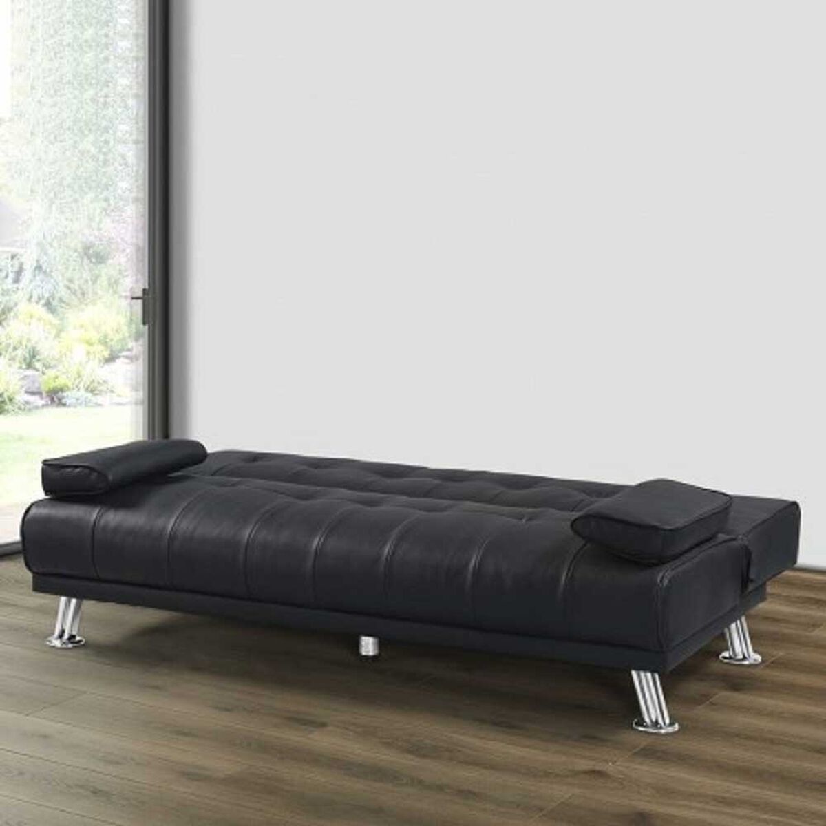Futón Idetex PU Siena Negro 3 Cuerpos