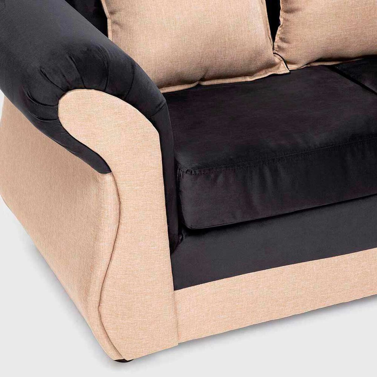 Sof&aacute; Seccional Almore New Irlanda 5 Cuerpos Beige Negro