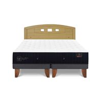 Cama Europea CIC Base Dividida 2 Plazas Premium + Respaldo Gales Mostaza