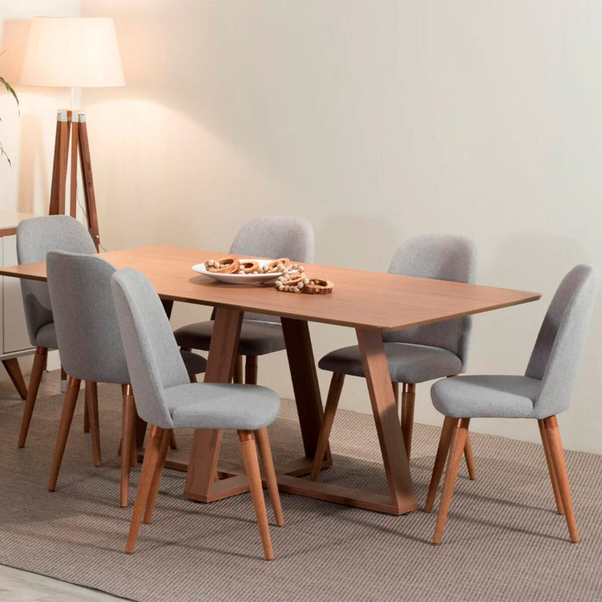 Juego de Comedor Decocasa Avena 6 Sillas Gris