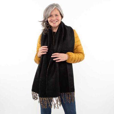 Bufanda Negro Camel Mujer Bside