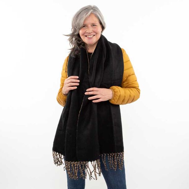 Bufanda Negro Camel Mujer Bside