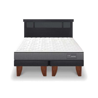 Cama Europea CIC Base Dividida 2 Plazas Anatomic + Respaldo Dublin Negro