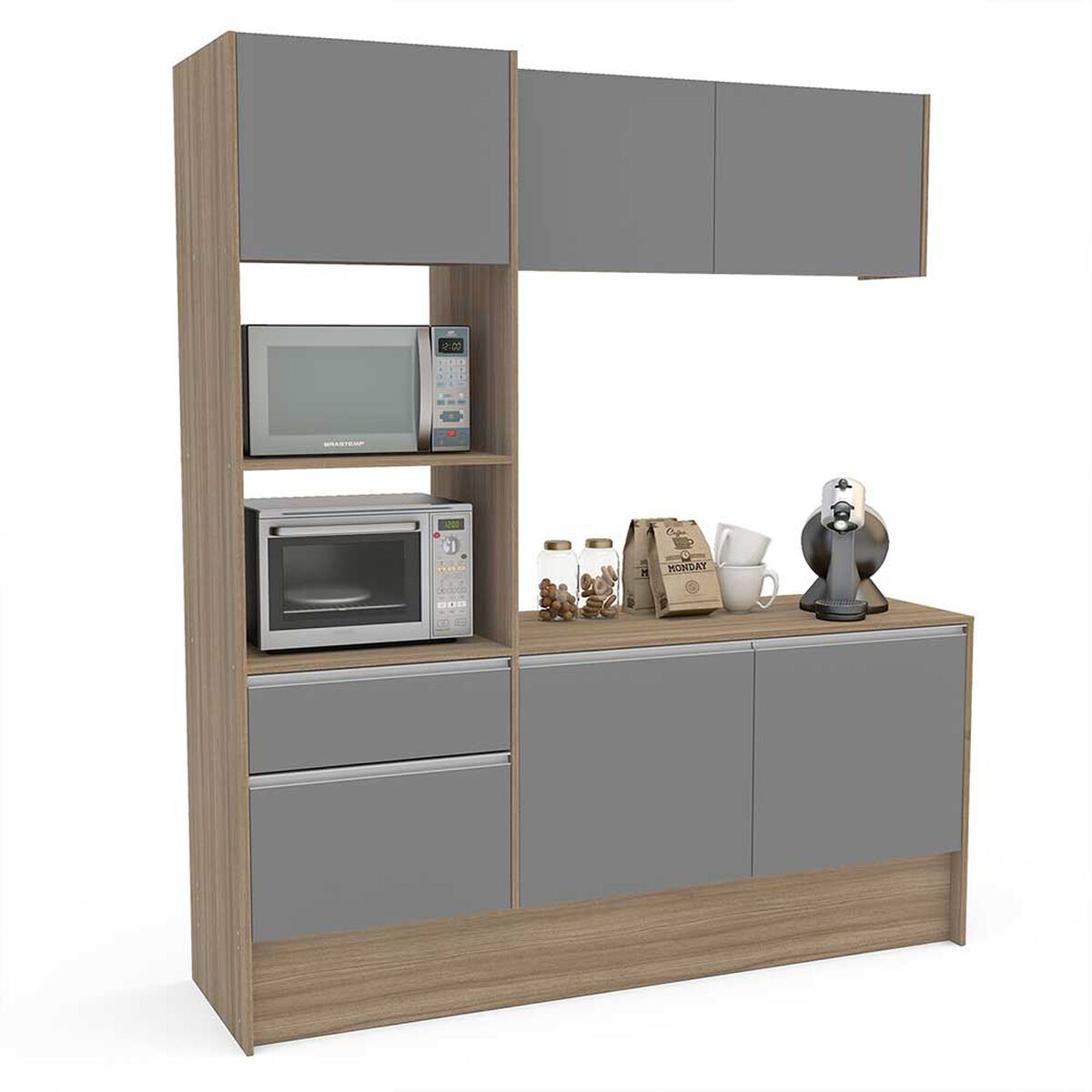 Mueble de Cocina Vekkahome Virginia 1 Cajón 6 Puertas Café