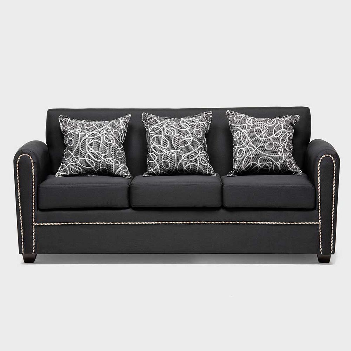 Juego de Living Almore Alemania Sofá 3 Cuerpos + Dos Sillones 1 Cuerpo Negro