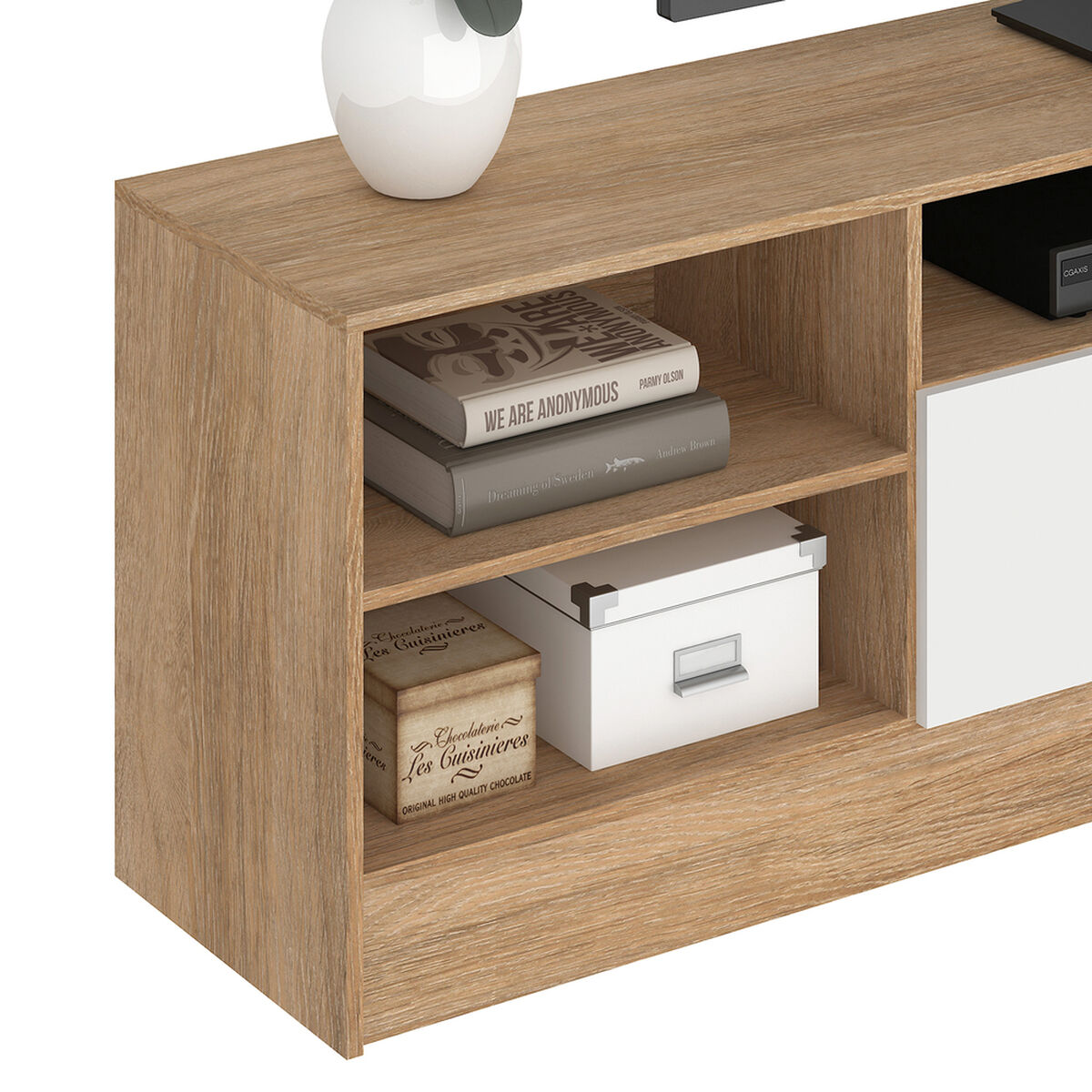 Rack TV Vekkahome Moyan 75 pulgadas Café