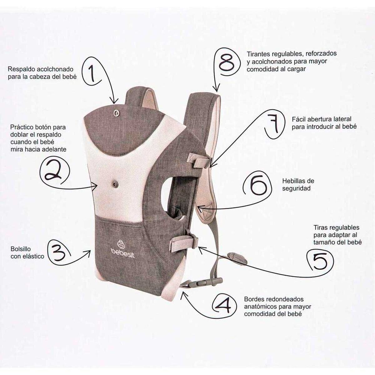 Porta Bebe 3 Posiciones en 1 Khaki Bebesit