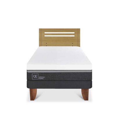 Cama Europea CIC 1,5 Plazas Ortopedic Advance + Respaldo Munich Mostaza