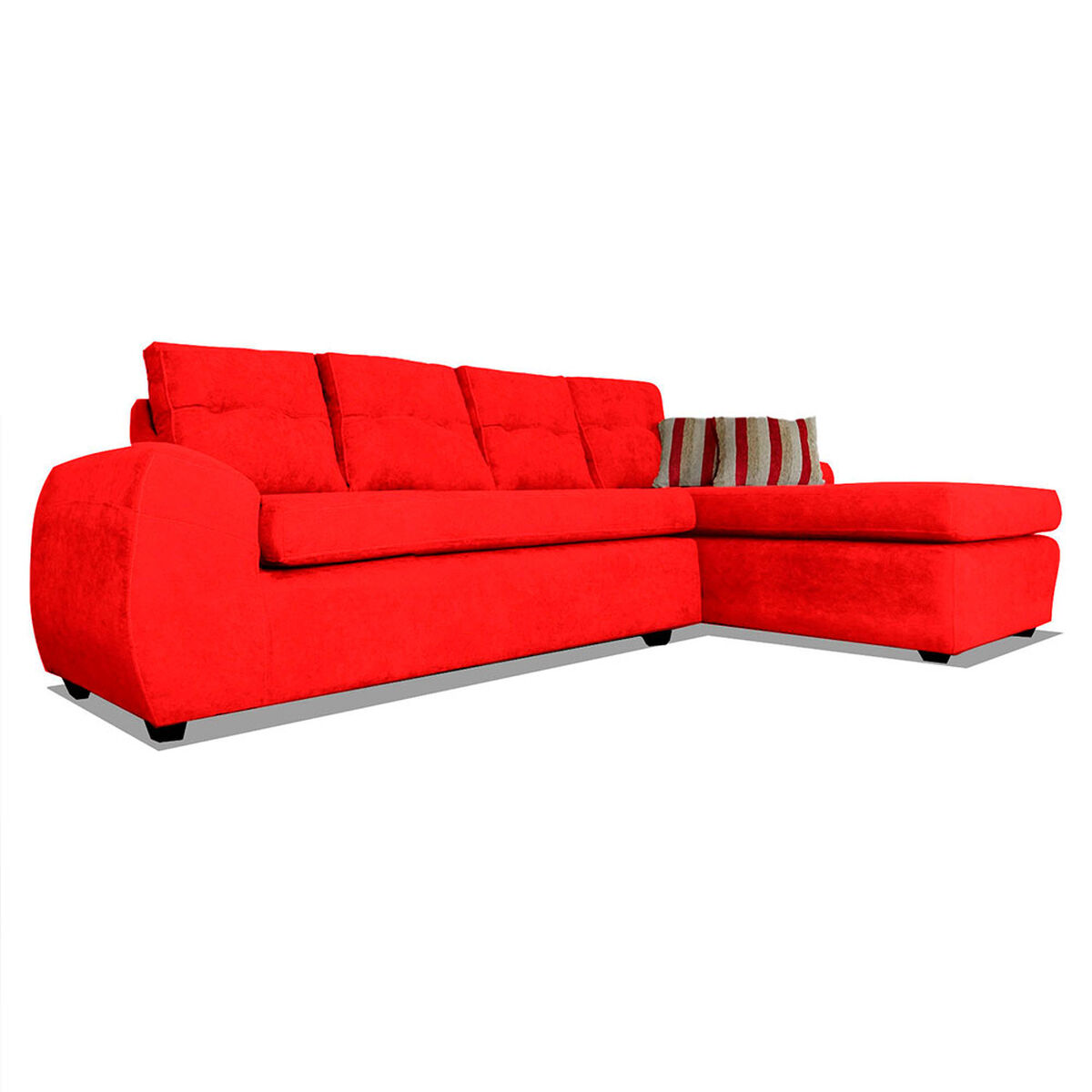 Seccional Derecho Elegant Houston Cheise Tela 5 Cuerpos Rojo