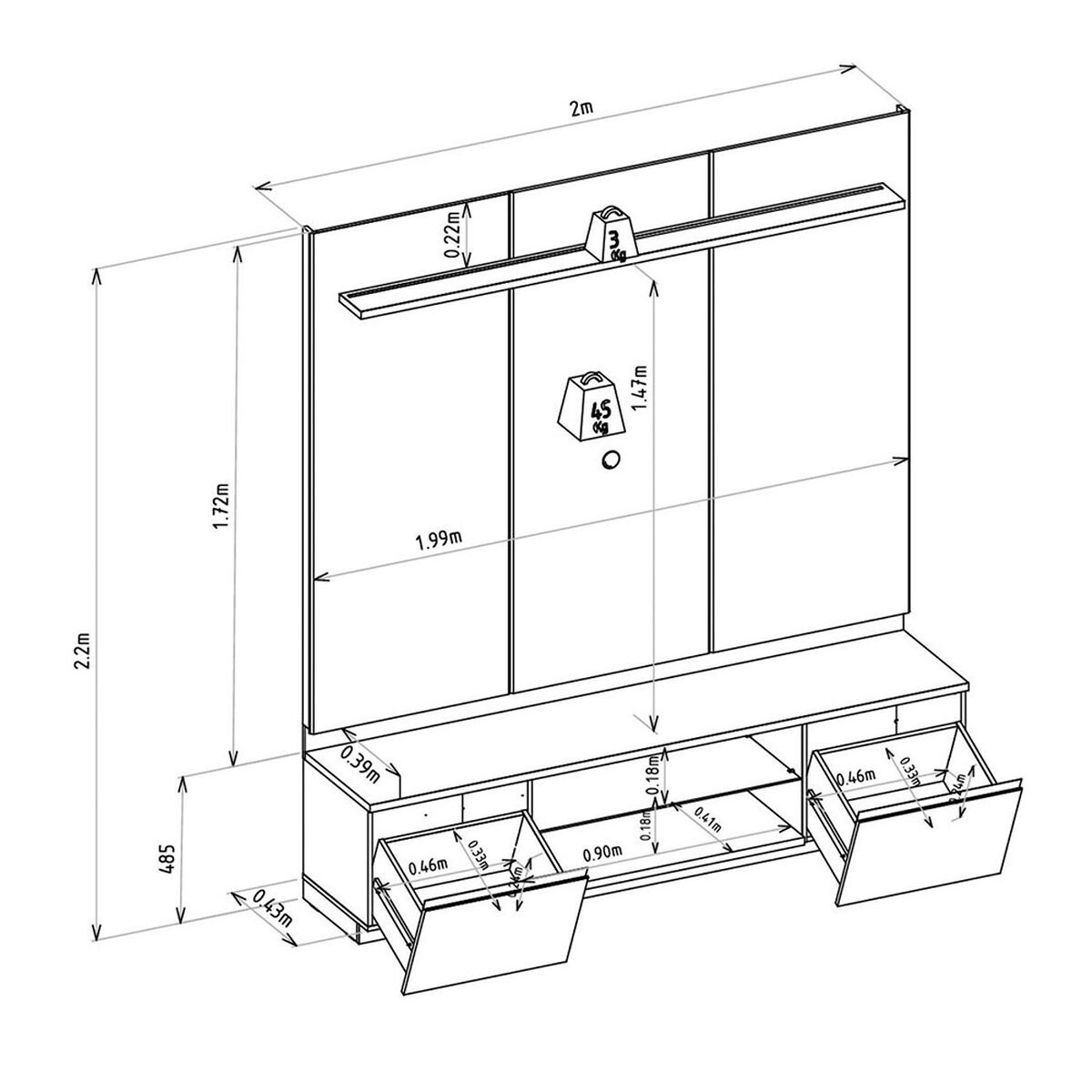 Home TV Di Poretti Design Magnuss Hasta 75" Caf&eacute; Claro