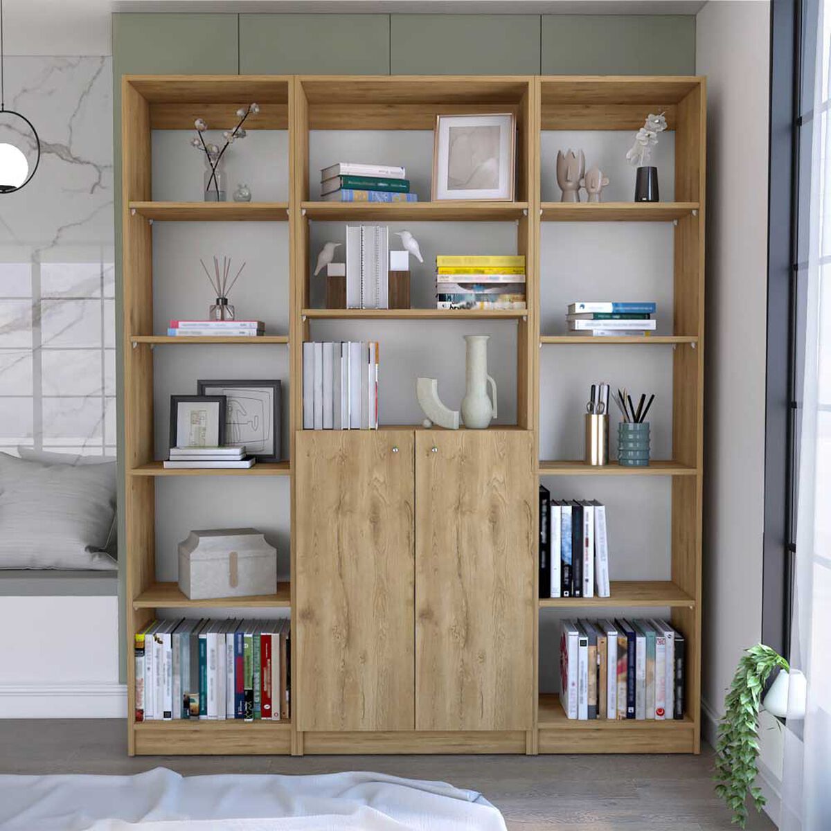 2 Estantes 45 cm + Estante 2 Puertas TuHome Home Macadamia