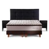 Cama Europea Rosen Base Dividida King Nest + Respaldo + 2 Veladores Issey Grafito