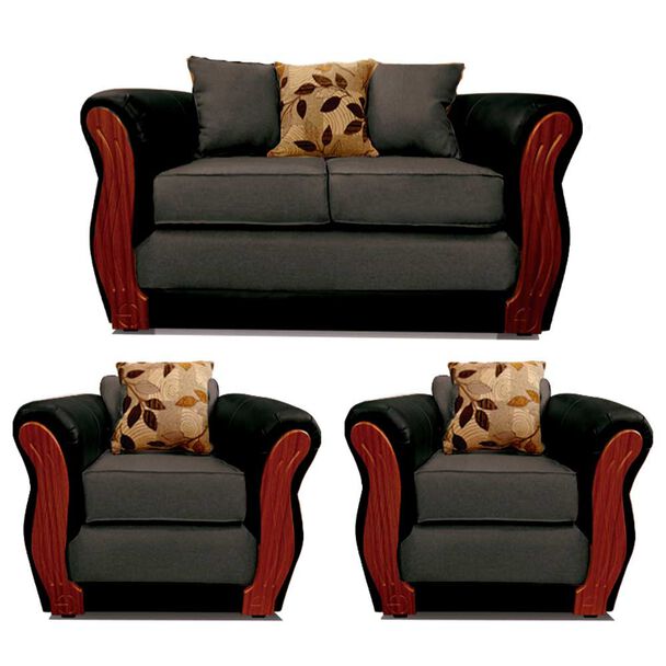 Juego de Living Elegant Detail Girona Sofá 2 Cuerpos + Dos sillones 1 Cuerpo Gris