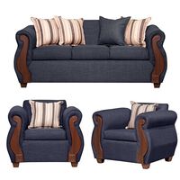 Juego de Living Ruzam Mobel Begoña Sofá 3 Cuerpos + Dos Sillones 1 Cuerpo Lino Gris