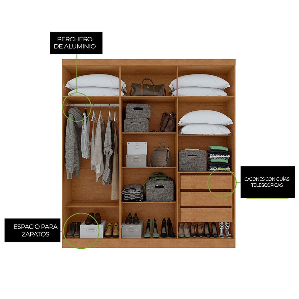 Closet Di Poretti Design Jazz 3 Cajones 6 Puertas Caf&eacute;