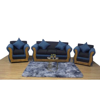 Imagen 1 del producto Juego de Living Almore Emilia Sofá 3 Cuepos + Dos Sillones 1 Cuerpo Azul Negro