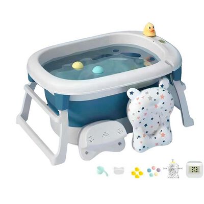 Imagen 1 del producto Bañera con Cojin Termómetro y más Accesorios Azul Lubabycas