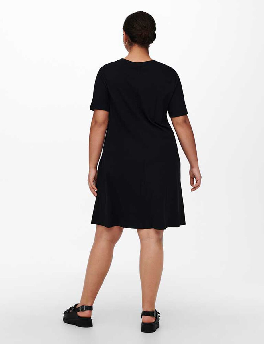 Vestido Corto Liso Manga Corta Bolsillos Mujer Only Carmakoma