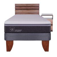 Cama Europea CIC 1,5 Plazas Ortopedic Advance + Respaldo + Velador Ares