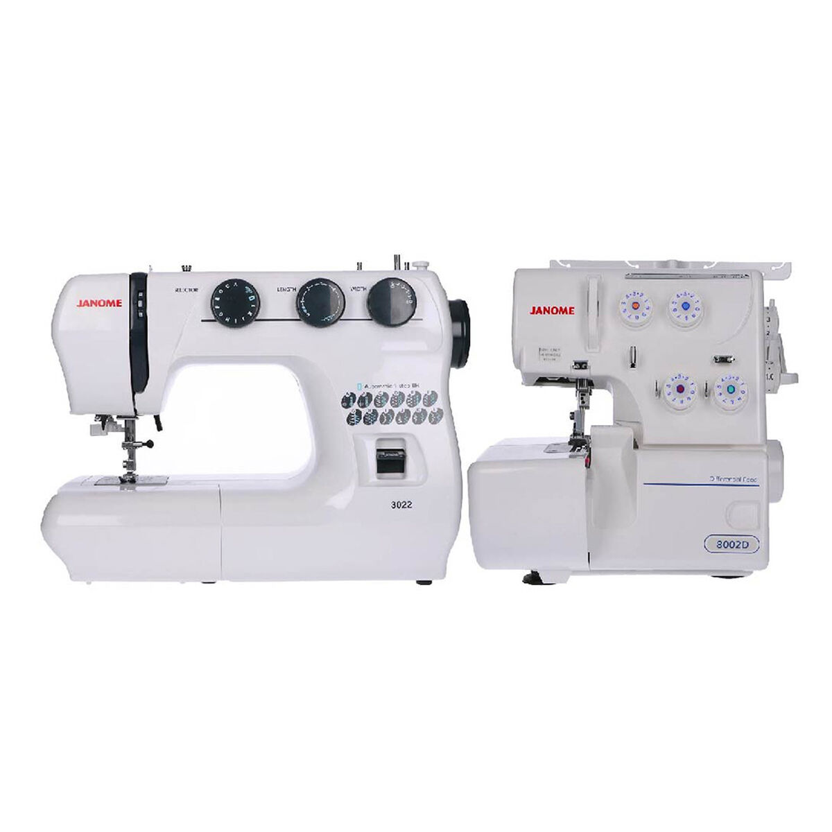 Combo Máquinas de Coser Janome 3022 + Overlock 8002D