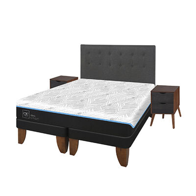 Imagen 2 del producto Cama Europea CIC Green Infinity 2 Plazas + 1 Respaldo + 2 Veladores Eufrates