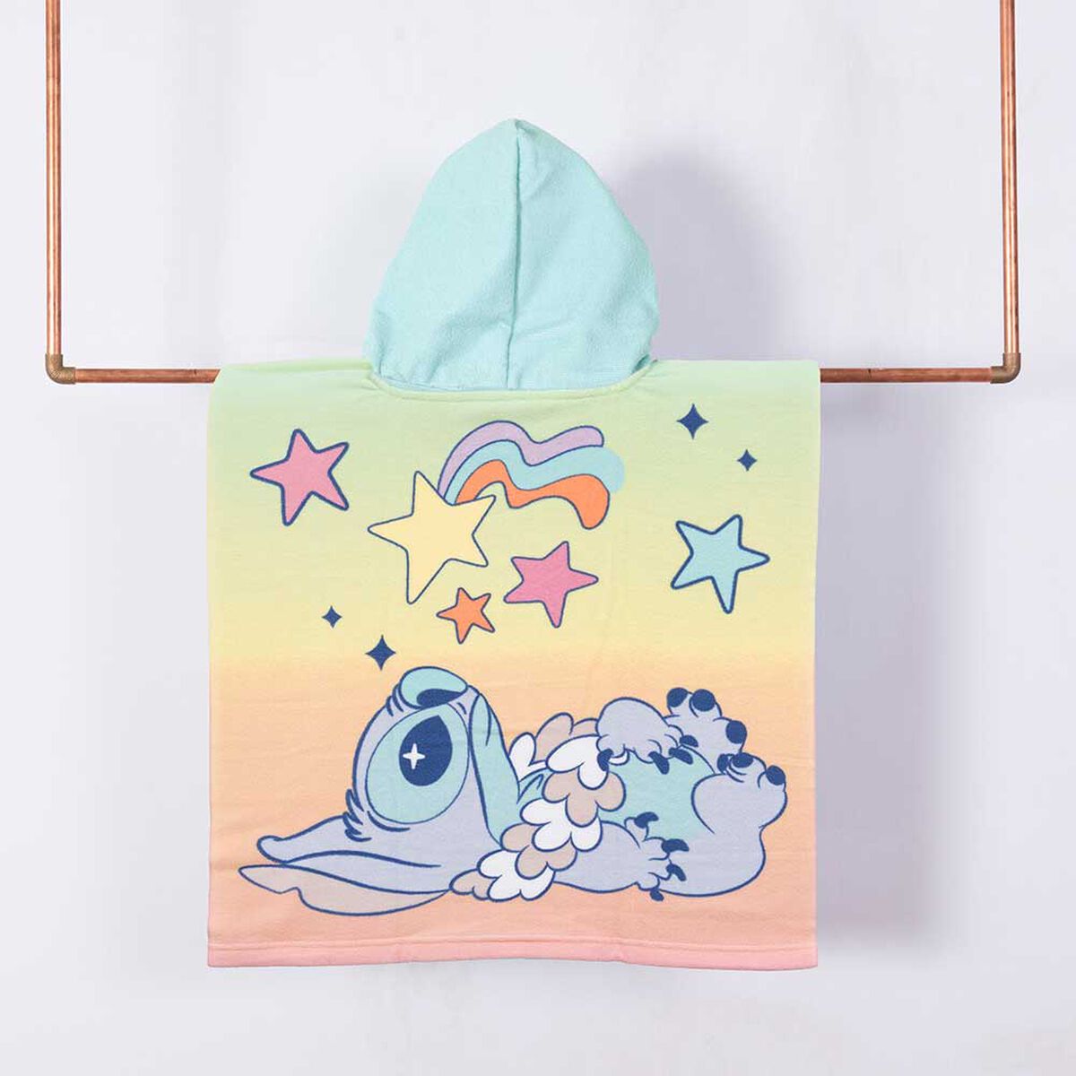 Toalla de Playa con Capucha Infantil Disney Moon Stitch 60 x 120 cm
