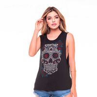 Polera Larga Sin Mangas Mujer Rock Caviar Negro