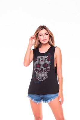Imagen 1 del producto Polera Larga Sin Mangas Mujer Rock Caviar Negro