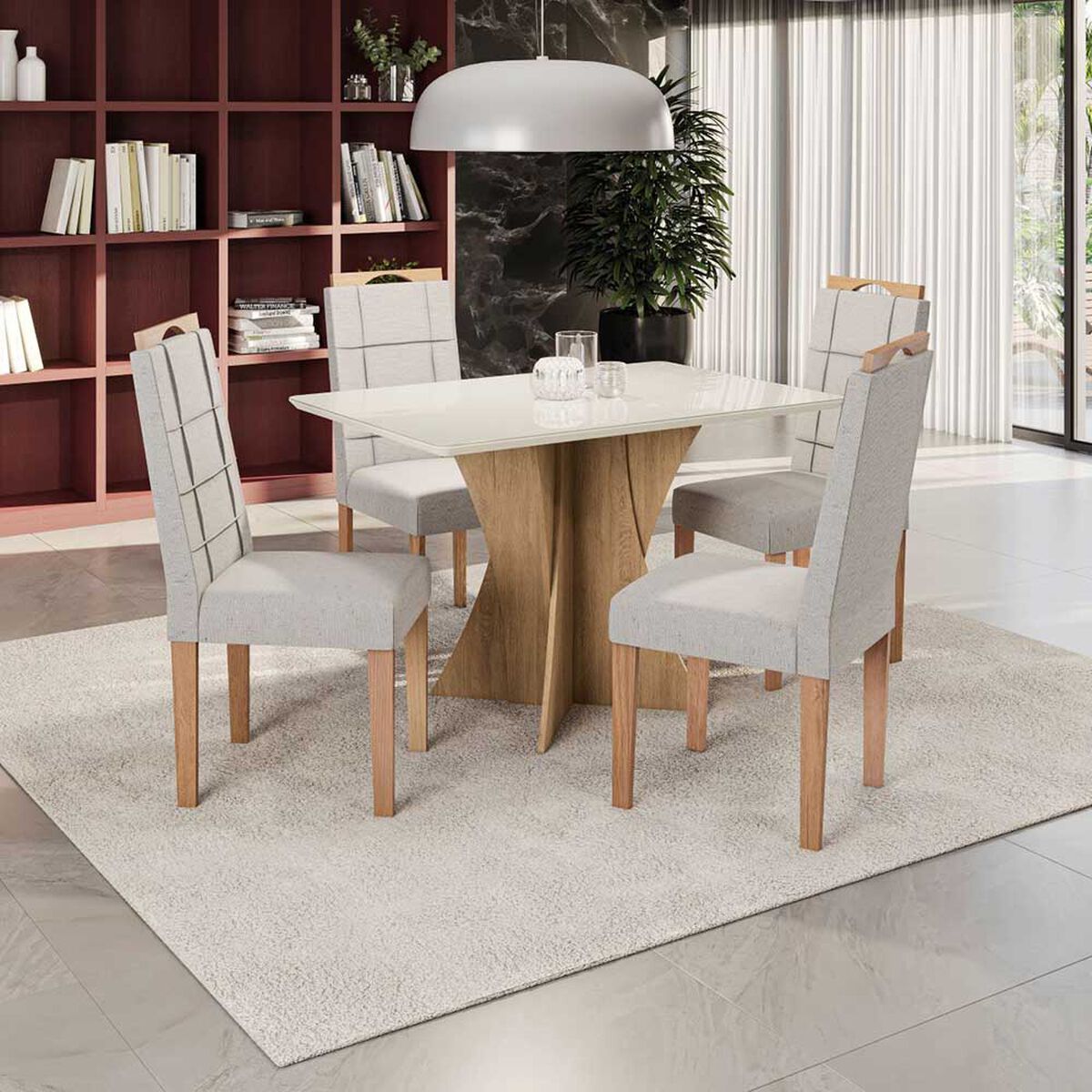 Juego de Comedor Yardas Trento 4 Sillas Off White