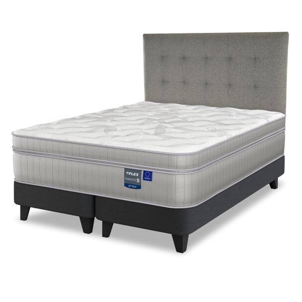 Cama Europea Flex King Paradise + Respaldo Design Gris