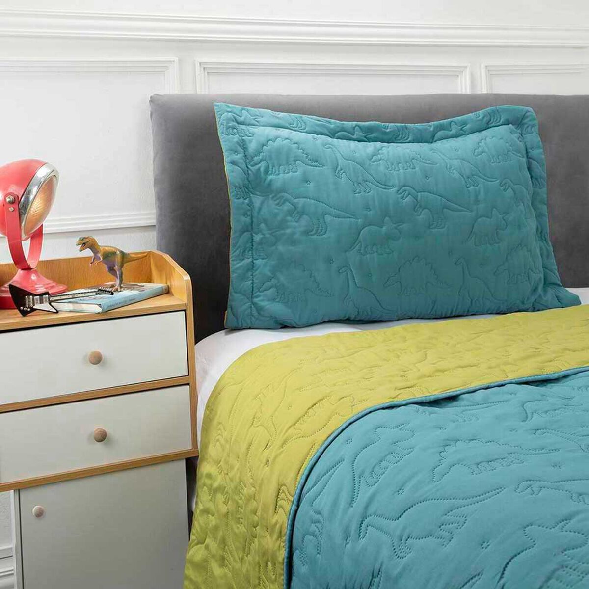 Cubrecama Bicolor Casanova Kids 1,5 Plazas Dinosaurio