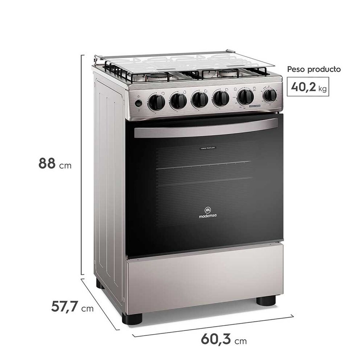 Cocina a Gas Mademsa FM4PSC 4 platos Inox