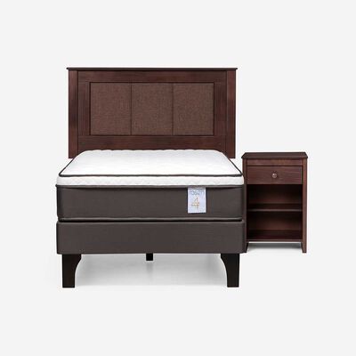 Imagen 1 del producto Cama Europea Rosen 1 Plaza New Style 4 Plus + Respaldo + Velador Rachel