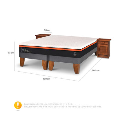 Imagen 2 del producto Cama Europea CIC Base Dividida King Bee Comfort + 2 Veladores