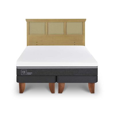 Cama Europea CIC Base Dividida 2 Plazas Ortopedic Advance + Respaldo Torino Mostaza