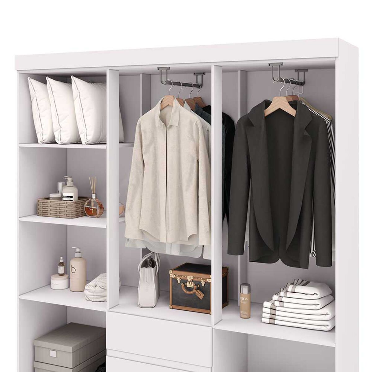 Cl&oacute;set Vekkahome Americano 6 Puertas 2 Cajones Blanco