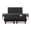 Cama Europea Flex Base Dividida 2 Plazas Black + Respaldo + 2 Veladores