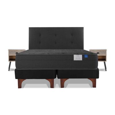 Imagen 2 del producto Cama Europea Flex Base Dividida 2 Plazas Black + Respaldo + 2 Veladores