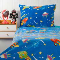 Juego De Sábanas Polar Casanova Kids 1.5 Plazas Space