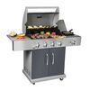 Parrilla a Gas Encendido Electrónico BBQ Grill Texas Acero Inoxidable 4 Quemadores Centrales + 1 Lateral