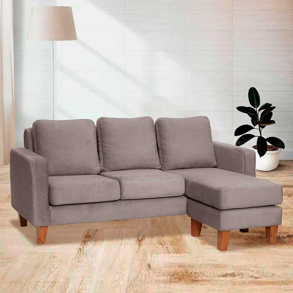 Sof&aacute; Seccional Intercambiable Latam Home Venecia 3 Cuerpos Gris