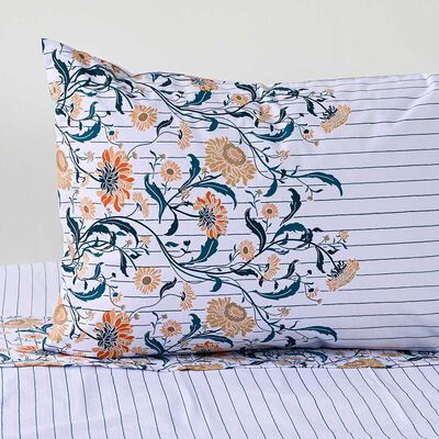 Imagen 2 del producto Juego de Sábanas American Family 1,5 Plazas Florelia 144 Hilos Blanco