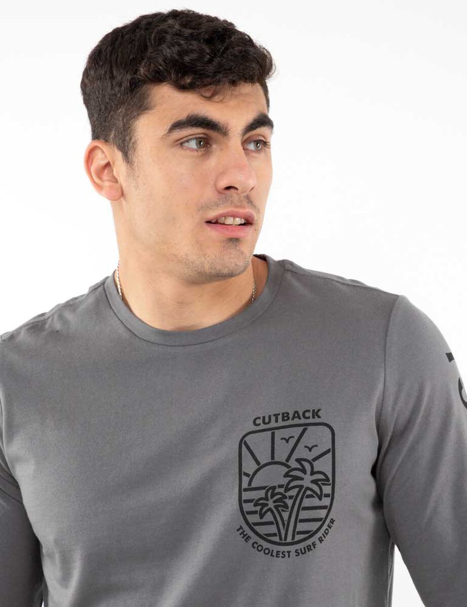 Polera Con Estampado Manga Larga Hombre Cutback