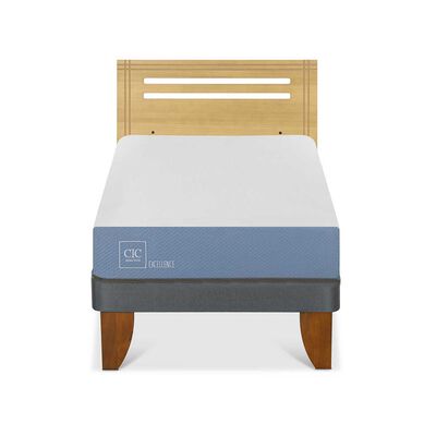 Imagen 1 del producto Cama Europea CIC 1 Plaza Excellence + Respaldo Munich Mostaza