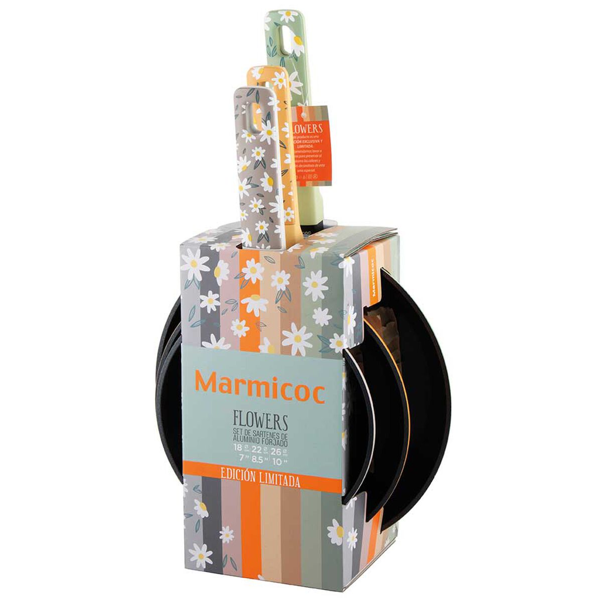 Set 3 Sartenes Marmicoc Flowers 18-22-26 cm