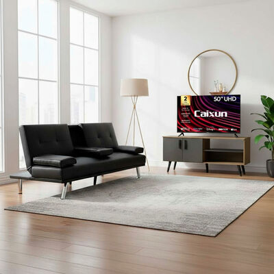 Combo Fut&oacute;n Zibel Milan 3 Cuerpos + Rack TV Casanova Catar + Smart TV LED 50" Caixun 4K UHD Roku C50V1UR